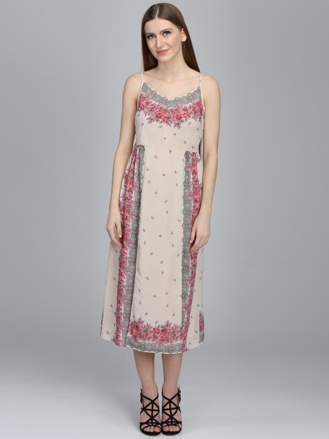 

DODO & MOA Women Beige Printed Fit and Flare Dress