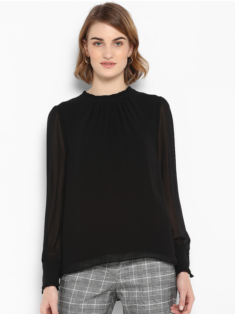 

Forever New Women Black Solid A-Line Top