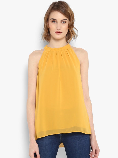 

Forever New Women Yellow Solid High-Low Top