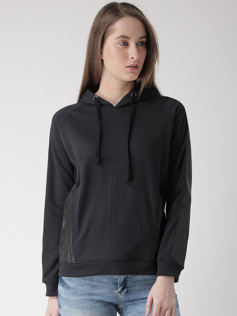 

Club York Women Navy Blue Solid Hooded Sweatshirt