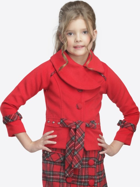 

CUTECUMBER Girls Red Solid Overcoat
