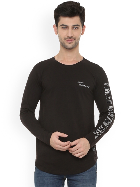 

People Men Black Printed Round Neck T-shirt
