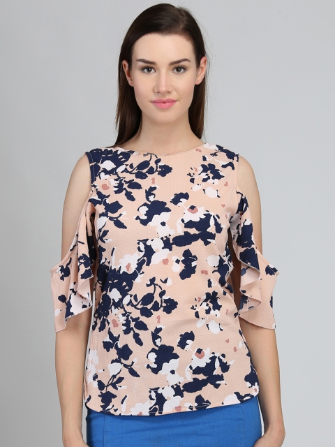

DODO & MOA Women Peach-Coloured Floral Printed Top
