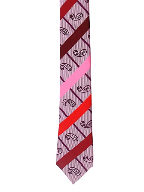 

Tossido Pink Woven Design Skinny Tie