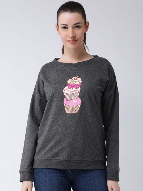 

Club York Women Charcoal Printed Sweatshirt
