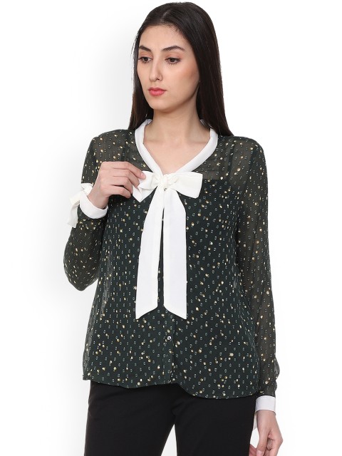 

Van Heusen Woman Black Regular Fit Printed Casual Shirt
