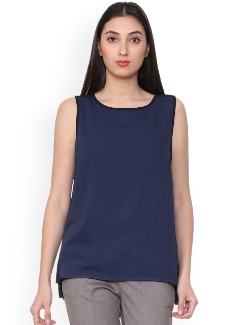 

Van Heusen Woman Navy Blue Solid High-Low Top