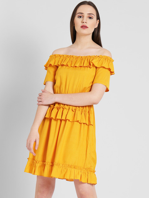 

DODO & MOA Women Mustard Solid Blouson Dress