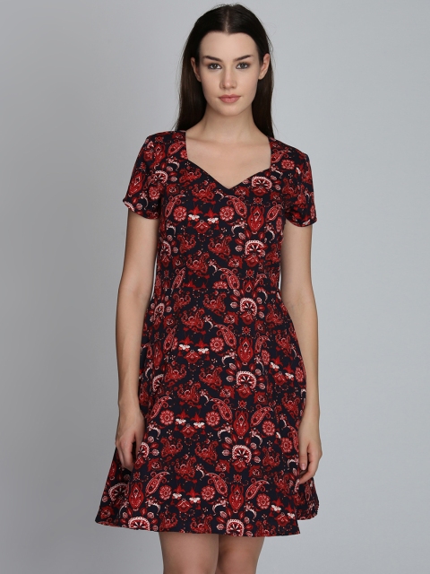

DODO & MOA Women Black Printed Fit and Flare Dress