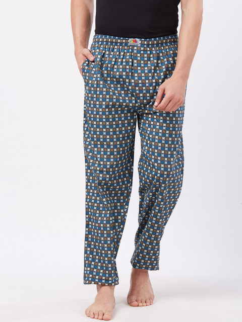 

Fruit of the Loom Men Grey and Blue Printed Pyjamas MPP01