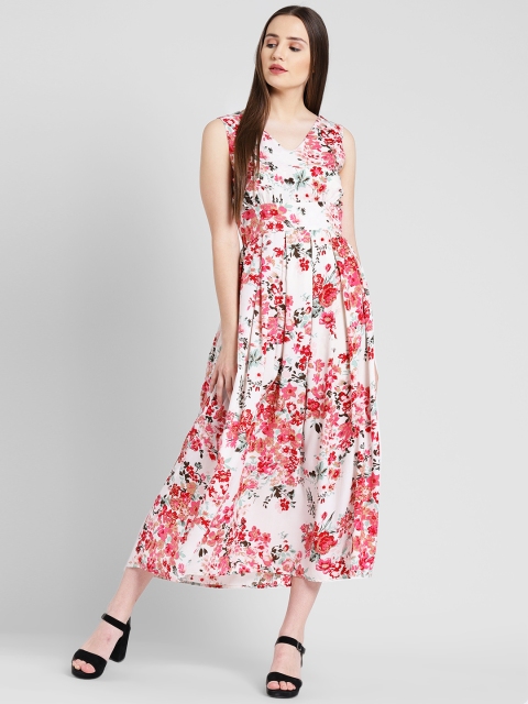 

DODO & MOA Women White Printed Fit and Flare Dress