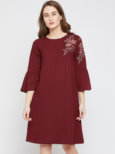 

RARE Women Maroon Solid A-Line Dress