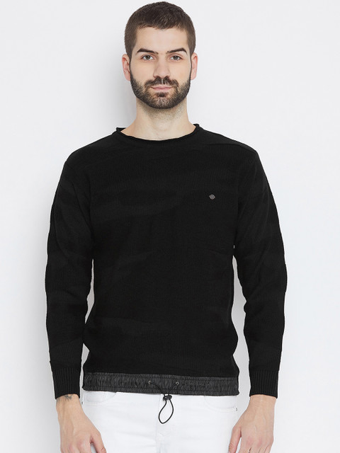 

Duke Men Black Self Design Pullover