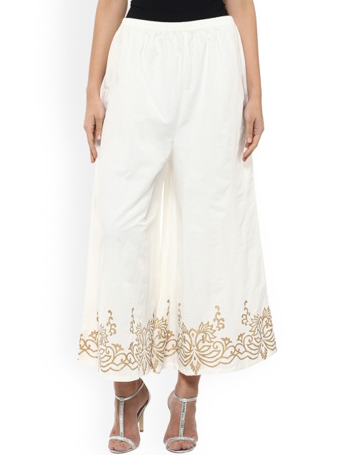 

Bhama Couture Women White Flared Solid Palazzos