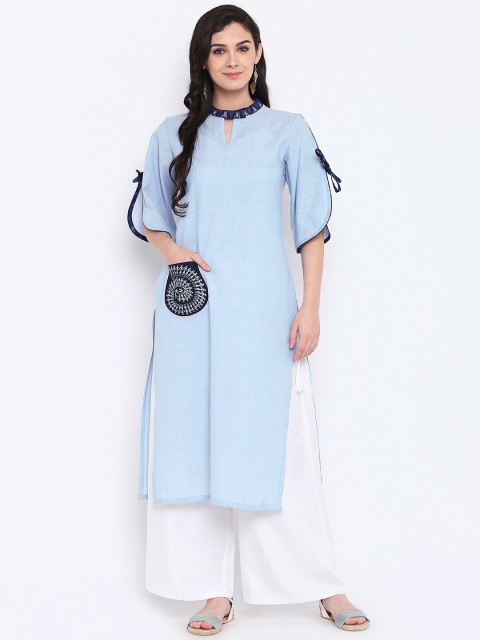 

studio rasa Women Blue Solid Kurta with Palazzos