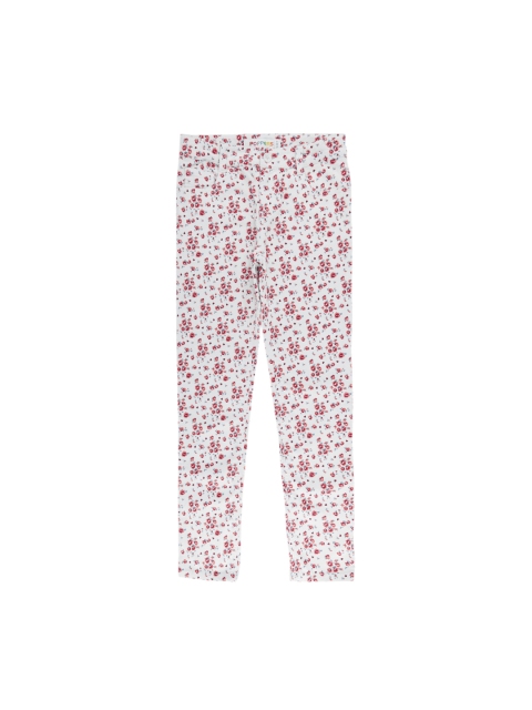 POPPERS by Pantaloons Girls Off-White & Pink Regular Fit Printed Regular Trousers