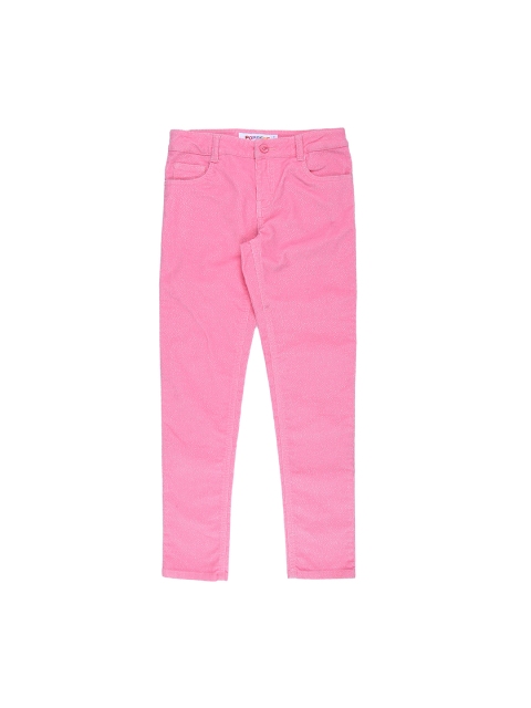 

POPPERS by Pantaloons Girls Peach-Coloured Regular Fit Self Design Regular Trousers