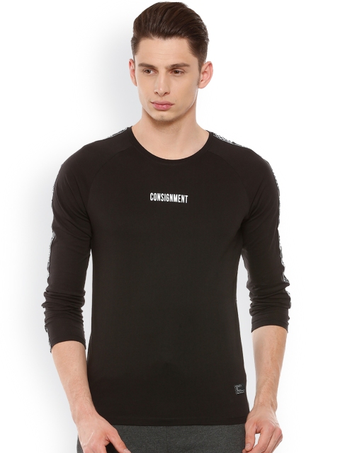 

People Men Black Solid Round Neck T-shirt
