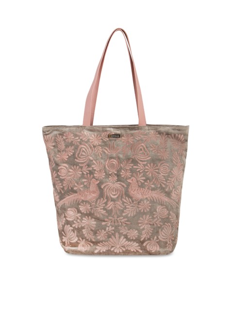 

Chumbak Nude-Coloured Self Design Tote Bag