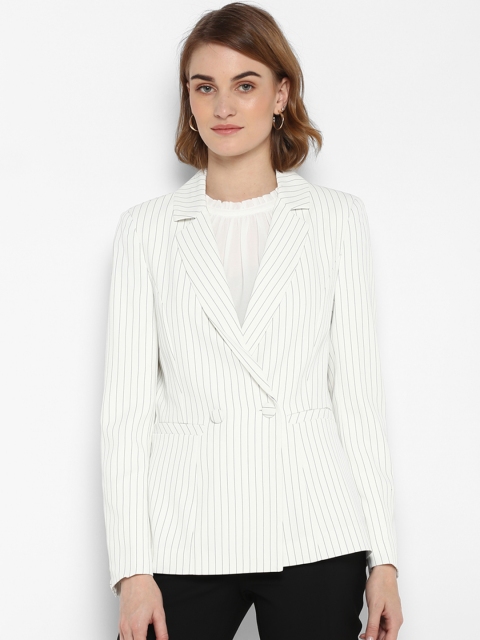

Forever New Women White Striped Tailored Jacket