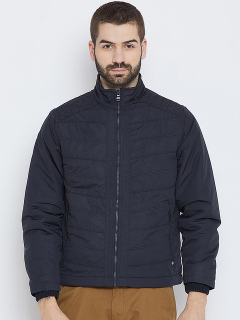 

Duke Men Navy Blue Solid Lightweight Puffer Jacket