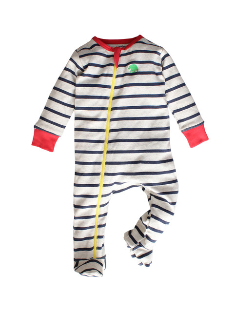 

Nino bambino Boys Grey & Navy Blue Striped Romper
