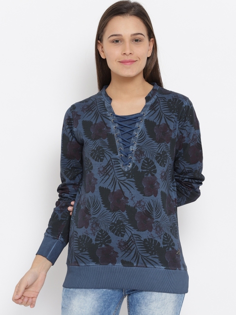 

Monte Carlo Women Blue Printed Sweatshirt
