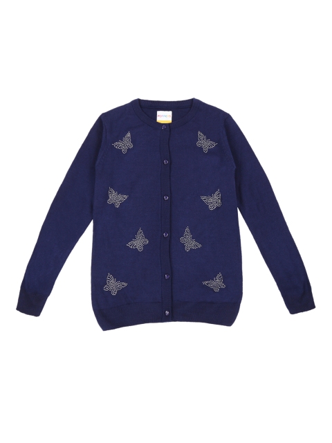 

POPPERS by Pantaloons Girls Blue Printed Front-Open Sweater