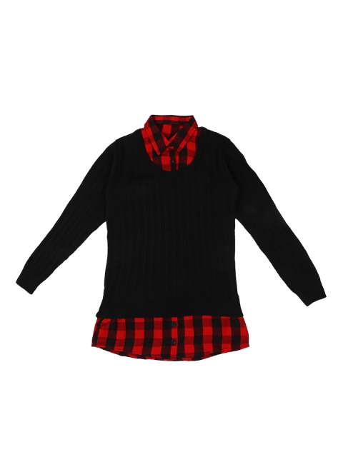 

POPPERS by Pantaloons Girls Black Solid Pullover Sweater