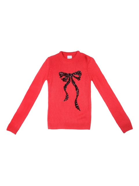 

POPPERS by Pantaloons Girls Coral Pink Embellished Front-Open