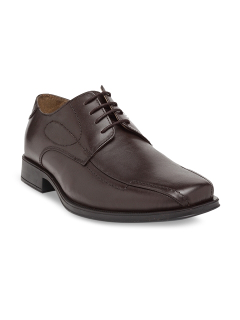 

NOBLE CURVE Brown Leather Derby Shoes with Toe Stitch