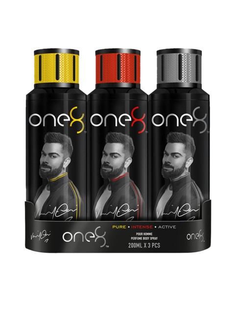 One8 Men Pack of 3 Deodorant Body Spray 600 ml, Yellow