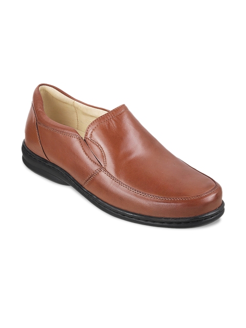 

DAVINCHI Men Tan Brown Leather Formal Slip-Ons