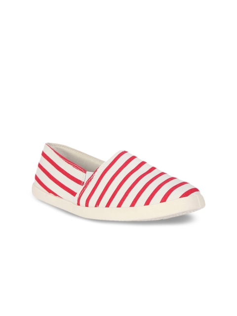 

People Women Red & White Striped Slip-On Sneakers