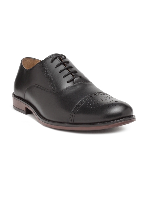 

NOBLE CURVE Men Black Leather Oxford Shoes with Brogues Detaling