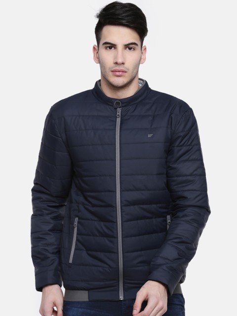 

t-base Men Navy Blue Solid Lightweight Padded Jacket