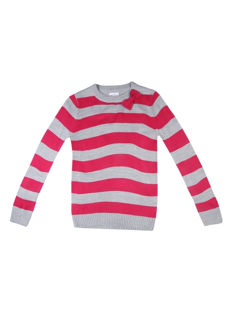 

POPPERS by Pantaloons Girls Pink & Grey Striped Pullover