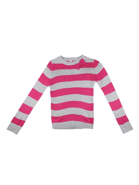 

CHALK by Pantaloons Girls Fuchsia Pink & Green Striped Pullover