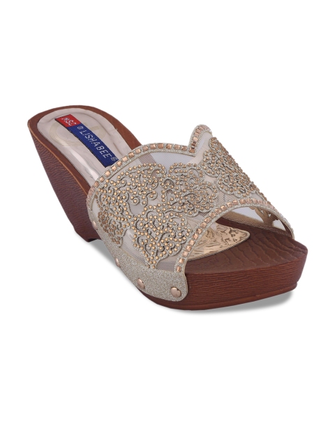 MSC Women Gold-Toned Solid Sandals