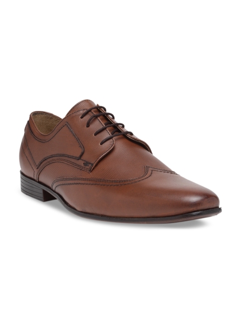 

NOBLE CURVE Brown Leather Brogues Shoes With Textured Vamp