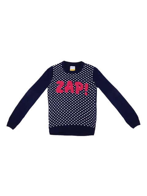 

POPPERS by Pantaloons Girls Blue Printed Front-Open Sweater