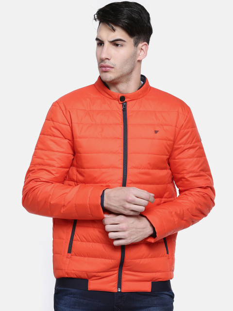 

t-base Men Orange Solid Lightweight Puffer Jacket