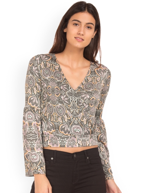 

Aeropostale Women Grey Printed Pure Cotton Top