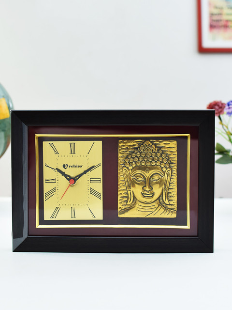 

Archies Gold-Toned Rectangle 25.5 cm X 18 cm Printed Analogue Table Clock