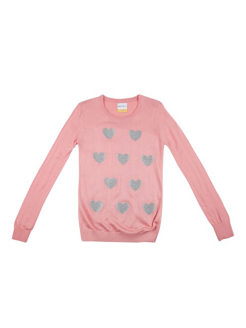 

POPPERS by Pantaloons Girls Pink Printed Front-Open Sweater