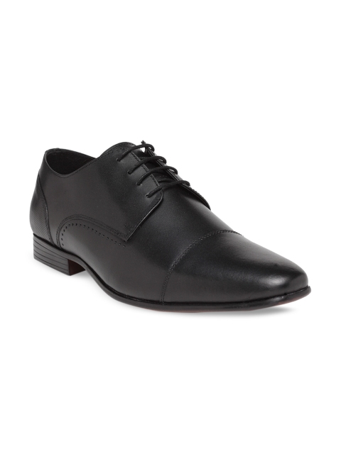 

NOBLE CURVE Men Black Leather Oxford Shoes with Toe Cap