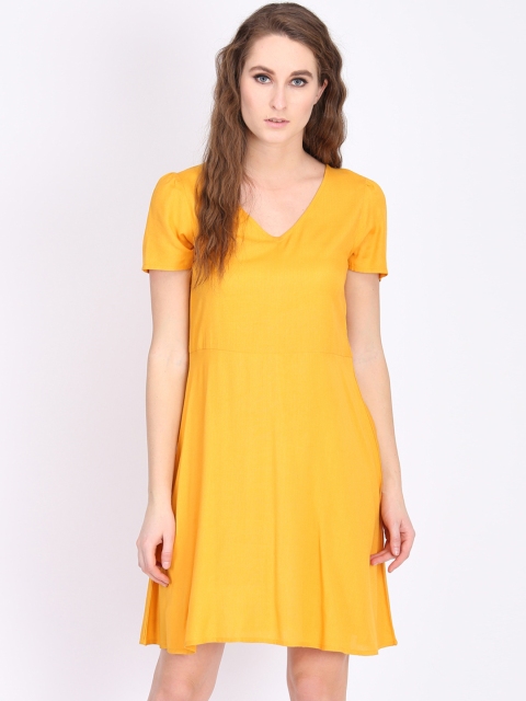 

DODO & MOA Women Yellow Solid A-Line Dress