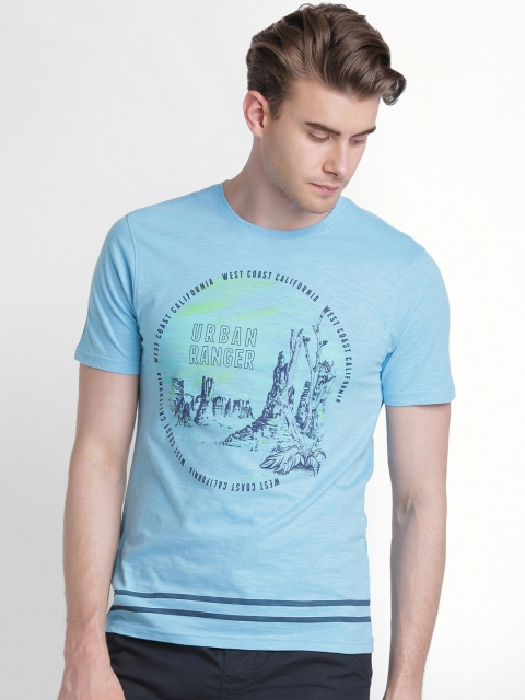 

Urban Ranger by pantaloons Men Blue Printed Round Neck T-shirt