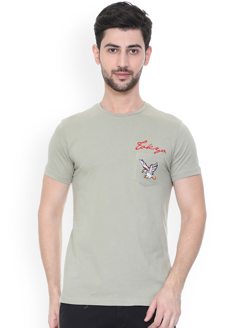 

People Men Grey Solid Round Neck T-shirt