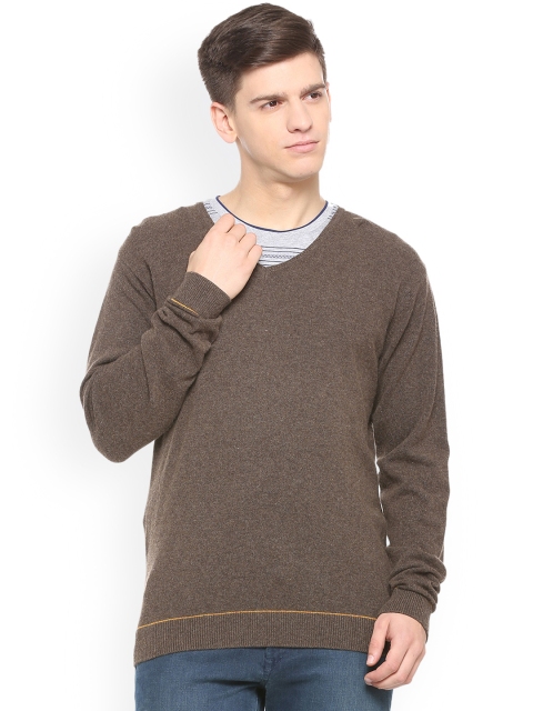 

Peter England Men Brown Solid Pullover